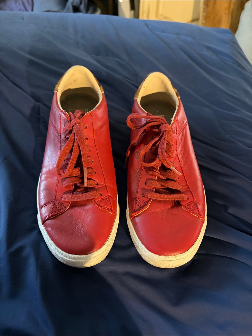 Cole Haan size 7 ladies Casual Red Leather Sneakers - Low Top Lace-Up - Picture 3 of 4
